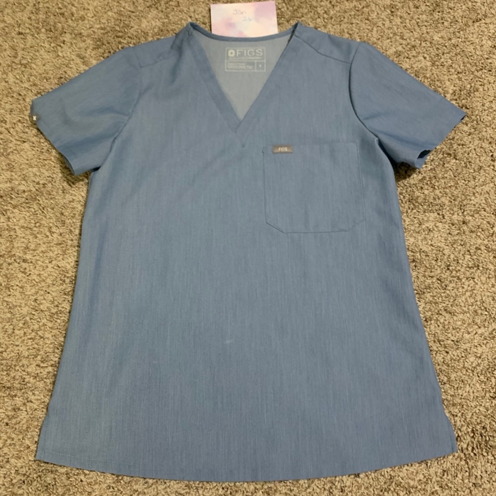 Figs Heather Indigo Scrub Top